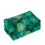 Green Tropical Monstera Pattern Print Rectangle Tissue Box Cover