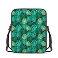 Green Tropical Monstera Pattern Print Rectangular Crossbody Bag