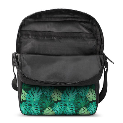 Green Tropical Monstera Pattern Print Rectangular Crossbody Bag
