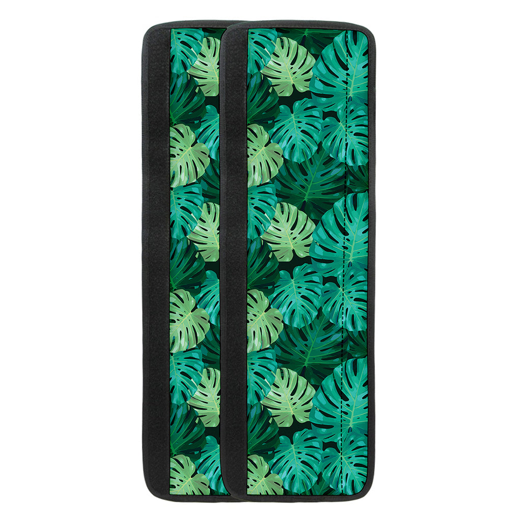 Green Tropical Monstera Pattern Print Refrigerator Handle Covers
