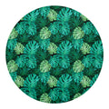 Green Tropical Monstera Pattern Print Round Blanket