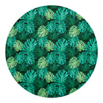 Green Tropical Monstera Pattern Print Round Blanket