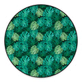 Green Tropical Monstera Pattern Print Round Floor Mat