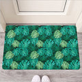 Green Tropical Monstera Pattern Print Rubber Doormat