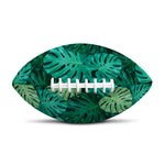 Green Tropical Monstera Pattern Print Rugby Ball
