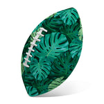 Green Tropical Monstera Pattern Print Rugby Ball