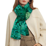Green Tropical Monstera Pattern Print Scarf