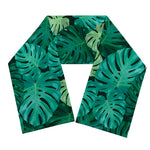 Green Tropical Monstera Pattern Print Scarf