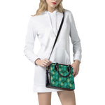 Green Tropical Monstera Pattern Print Shoulder Handbag