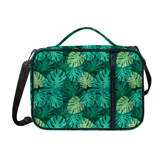 Green Tropical Monstera Pattern Print Shoulder Strap Bible Bag