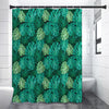 Green Tropical Monstera Pattern Print Shower Curtain