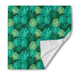 Green Tropical Monstera Pattern Print Silk Bandana