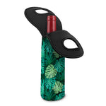 Green Tropical Monstera Pattern Print Single Neoprene Wine Tote
