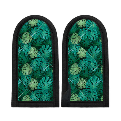 Green Tropical Monstera Pattern Print Skillet Handle Cover
