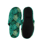 Green Tropical Monstera Pattern Print Slippers
