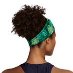 Green Tropical Monstera Pattern Print Sports Headband