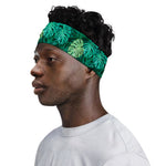 Green Tropical Monstera Pattern Print Sports Headband