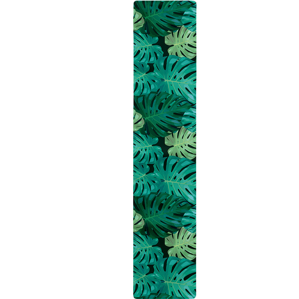 Green Tropical Monstera Pattern Print Table Runner