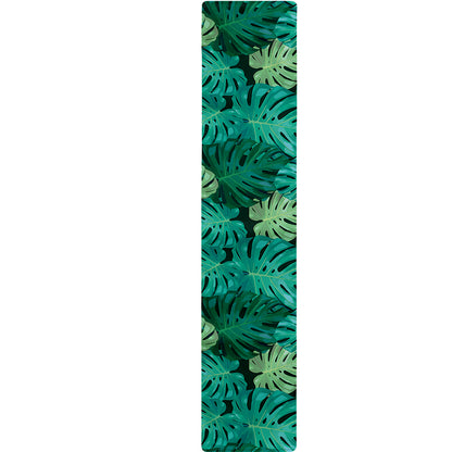 Green Tropical Monstera Pattern Print Table Runner