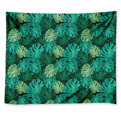 Green Tropical Monstera Pattern Print Tapestry