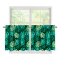 Green Tropical Monstera Pattern Print Tier Curtains