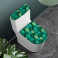 Green Tropical Monstera Pattern Print Toilet Lid And Tank Cover Set