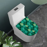 Green Tropical Monstera Pattern Print Toilet Lid Cover