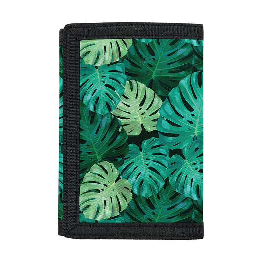 Green Tropical Monstera Pattern Print Trifold Wallet