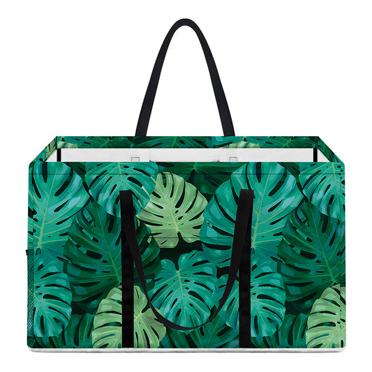 Green Tropical Monstera Pattern Print Utility Tote Bag