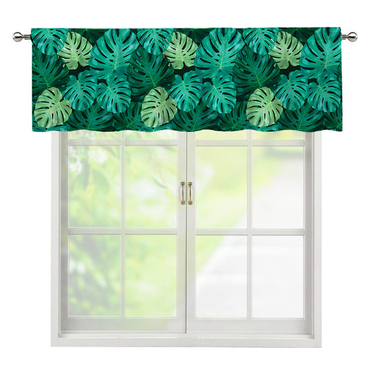 Green Tropical Monstera Pattern Print Window Valance