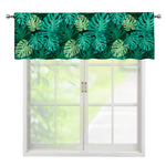 Green Tropical Monstera Pattern Print Window Valance