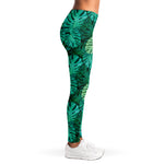 Green Tropical Monstera Pattern Print Women's Leggings