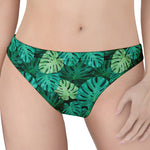 Green Tropical Monstera Pattern Print Women's Thong