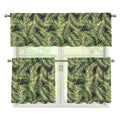 Green Tropical Palm Leaf Pattern Print 3 Piece Kitchen Curtains