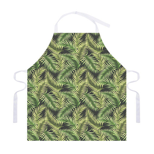 Green Tropical Palm Leaf Pattern Print Adjustable Apron