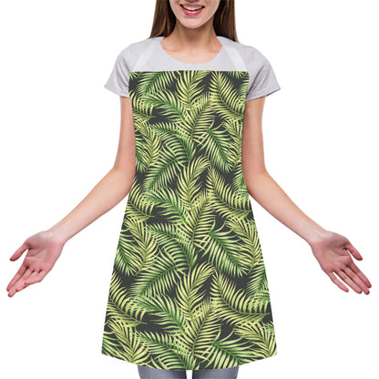 Green Tropical Palm Leaf Pattern Print Adjustable Apron