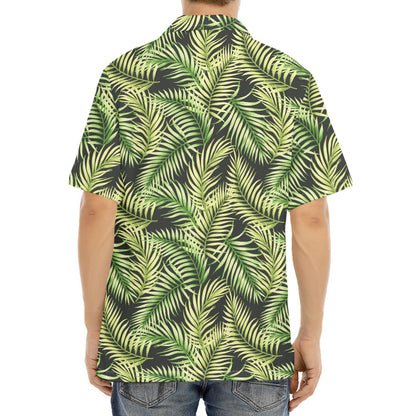 Green Tropical Palm Leaf Pattern Print Aloha Shirt