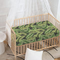 Green Tropical Palm Leaf Pattern Print Baby Crib Sheet
