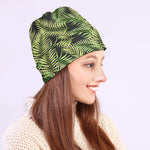 Green Tropical Palm Leaf Pattern Print Beanie