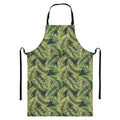 Green Tropical Palm Leaf Pattern Print Bib Apron With Pocket