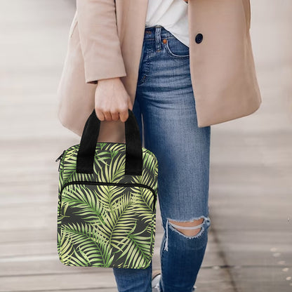 Green Tropical Palm Leaf Pattern Print Bible Tote Bag