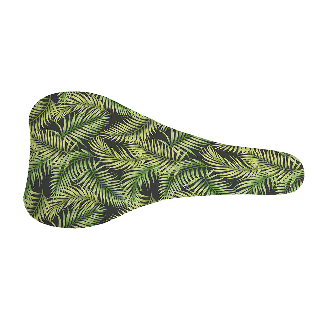 Green Tropical Palm Leaf Pattern Print Bicycle Seat Cover