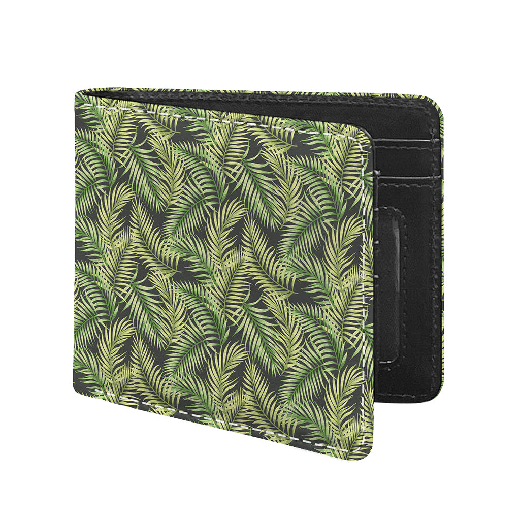 Green Tropical Palm Leaf Pattern Print Bifold Wallet