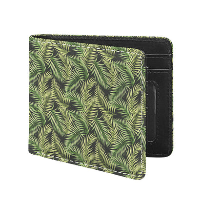 Green Tropical Palm Leaf Pattern Print Bifold Wallet