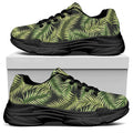 Green Tropical Palm Leaf Pattern Print Black Chunky Shoes