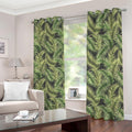 Green Tropical Palm Leaf Pattern Print Dimout Grommet Curtains