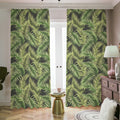 Green Tropical Palm Leaf Pattern Print Dimout Pencil Pleat Curtains