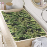 Green Tropical Palm Leaf Pattern Print Changing Pad Cover