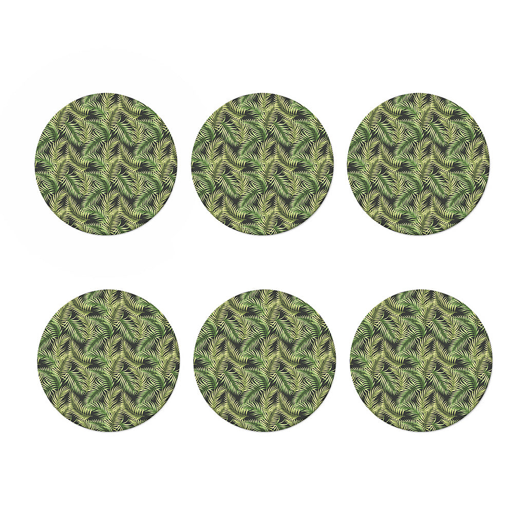 Green Tropical Palm Leaf Pattern Print Coaster Set