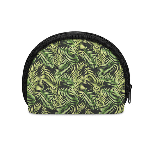Green Tropical Palm Leaf Pattern Print Coin Purse